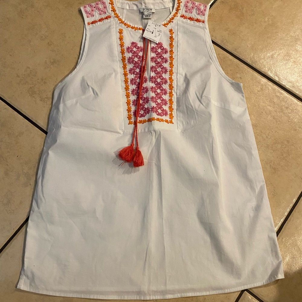 J crew embroidered tassle tunic size 0